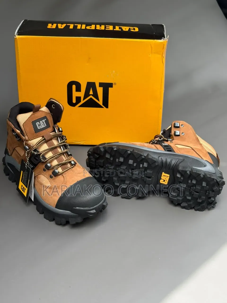 Brown Cat Boot Yenye Chuma Mbele