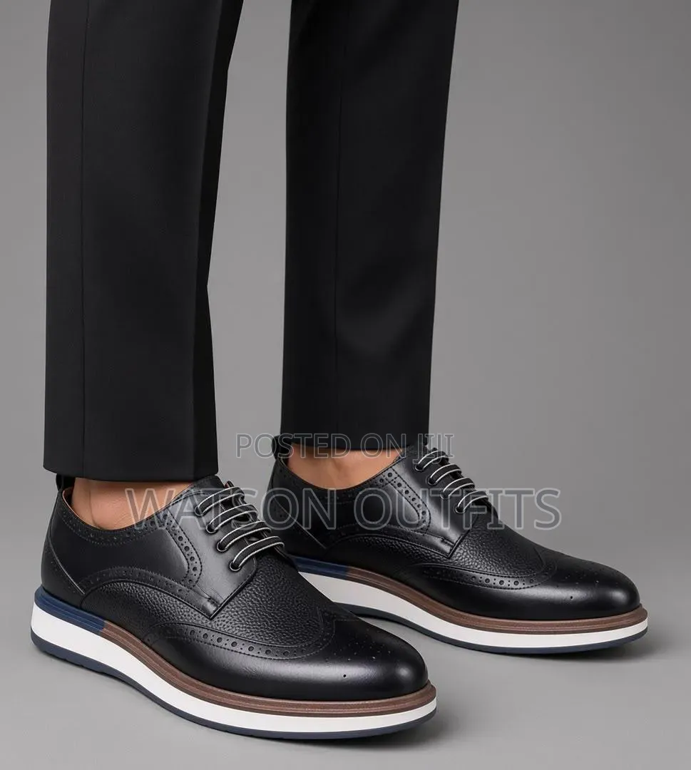 Men's Leather Shoes Doubly Coloured Brown and Black Anax Brand