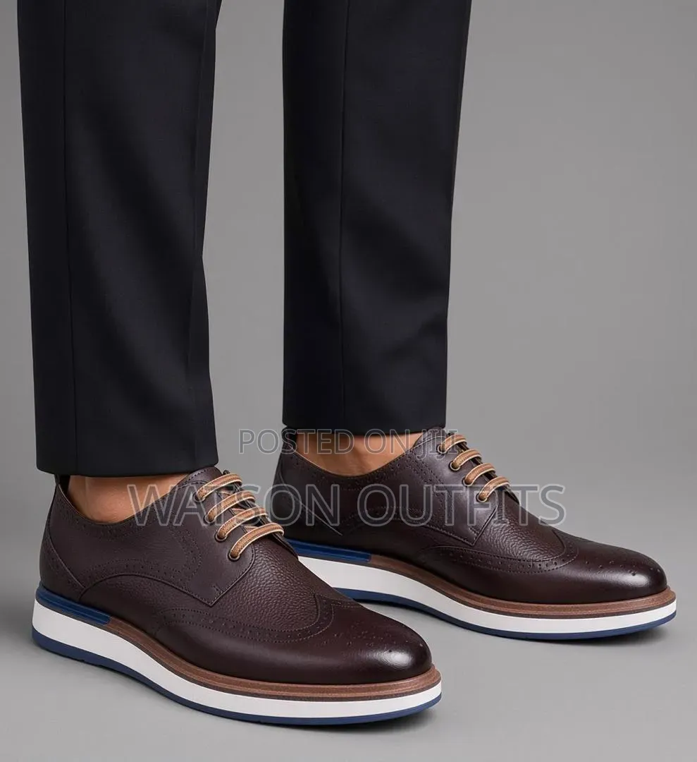 Men's Leather Shoes Doubly Coloured Brown and Black Anax Brand