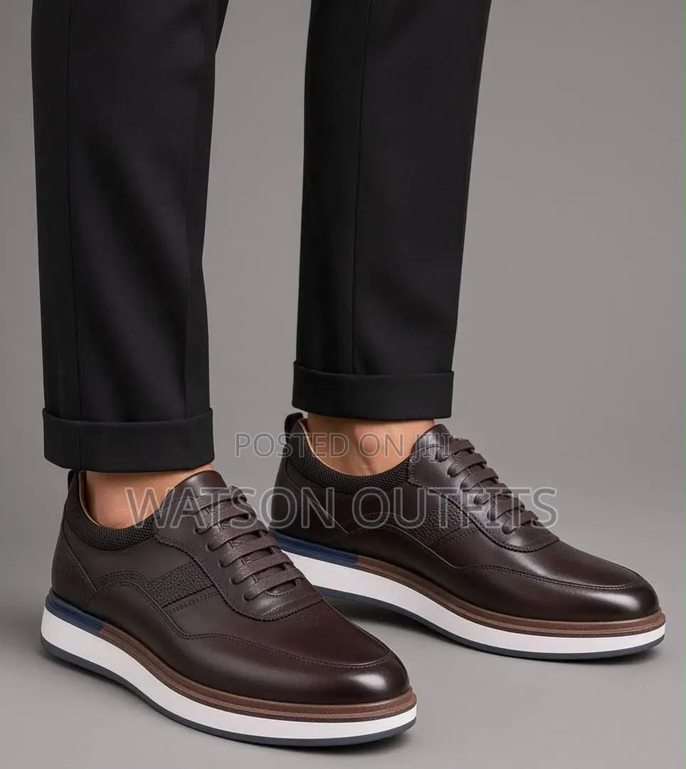 Men's Leather Shoes Doubly Coloured Brown and Black Anax Brand