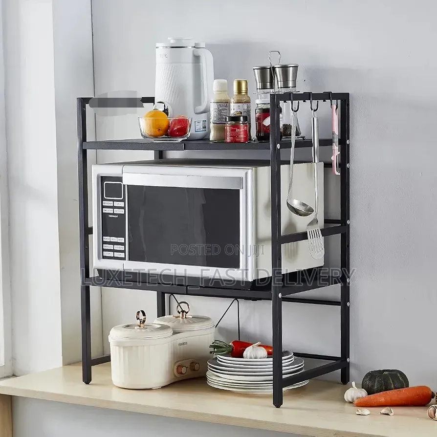 Expandable 3-Tier Microwave Stand – Adjustable Kitchen Storage Rack