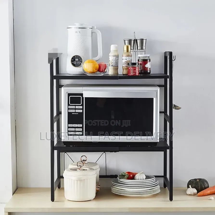 Expandable 3-Tier Microwave Stand – Adjustable Kitchen Storage Rack