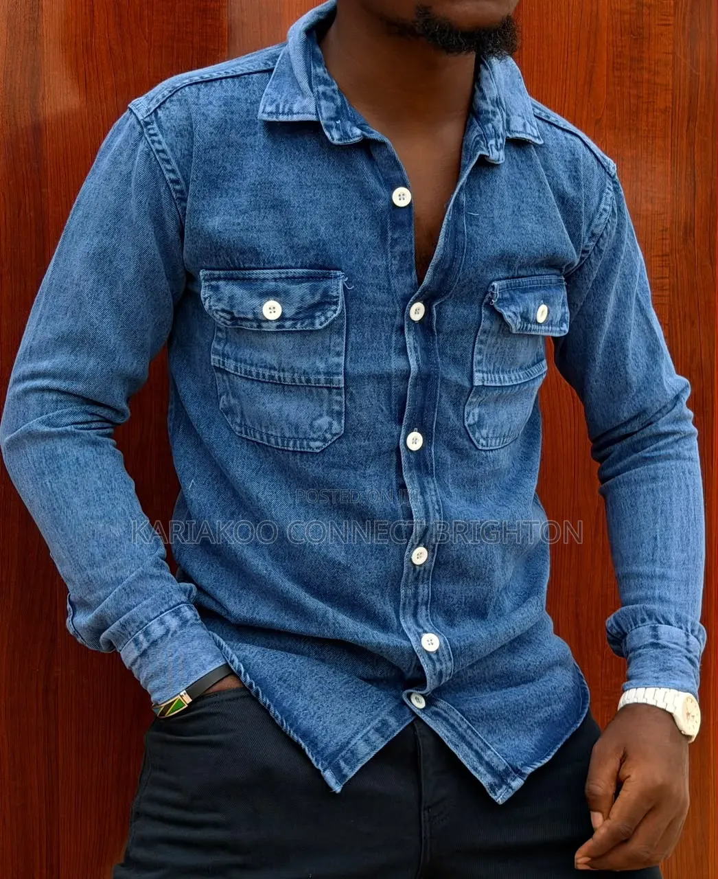 Acid Wash Blue Denim Shirt