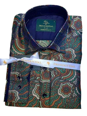 Royal Blue Paisley Patterned Shirt Tie Set