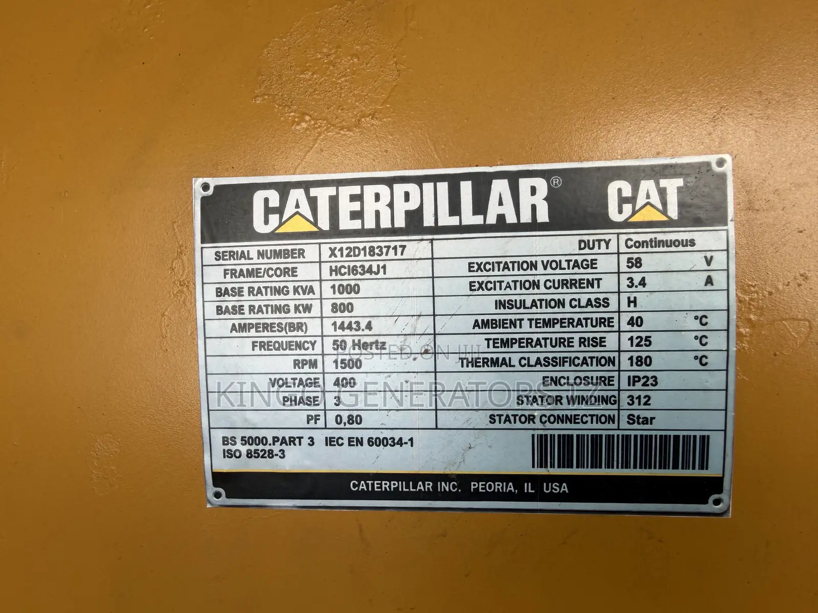 Used Diesel Generator Heavy Duty Caterpillar 1000kva