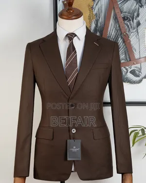 Plain Brown Double Buttons Suit