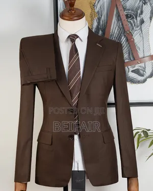 Plain Brown Double Buttons Suit
