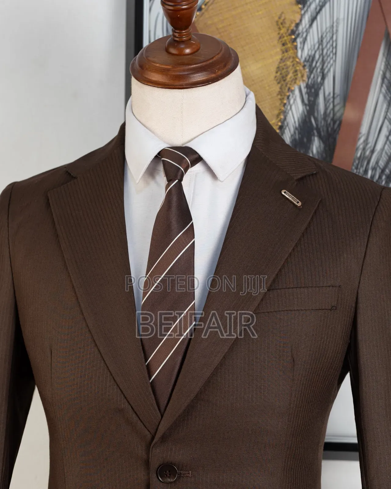 Plain Brown Double Buttons Suit