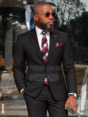 Deep Black Double Buttons Smart Suit