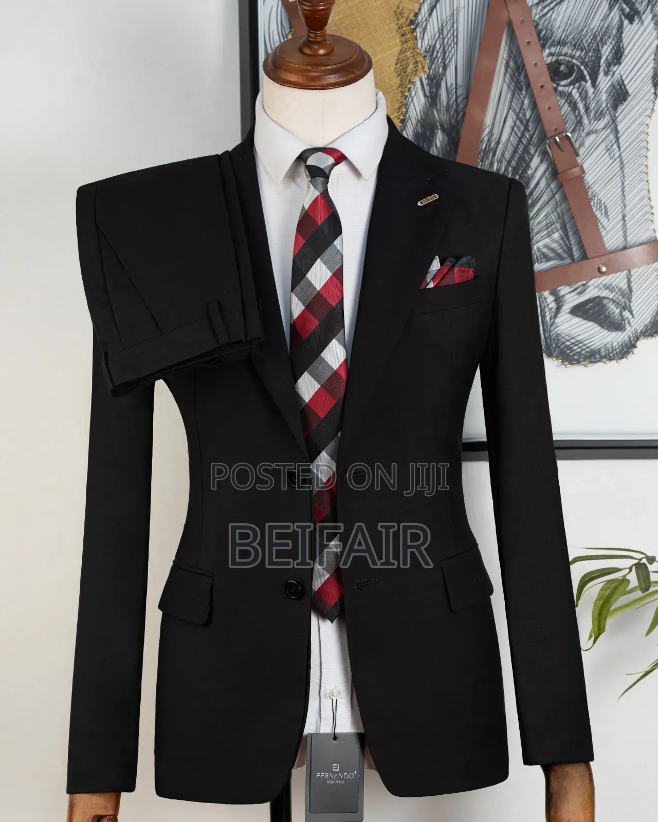 Deep Black Double Buttons Smart Suit