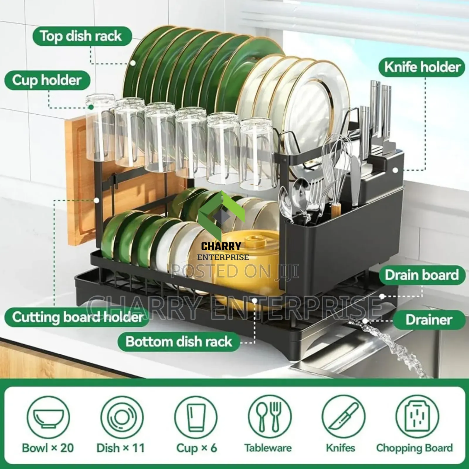 Multifunctional Two Tier Dish Drying Kitchen Rack Stendi Ya Vyombo