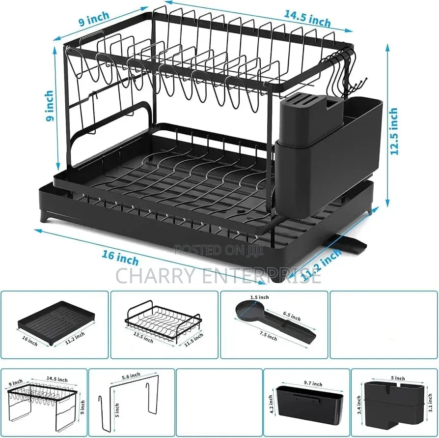Multifunctional Two Tier Dish Drying Kitchen Rack Stendi Ya Vyombo