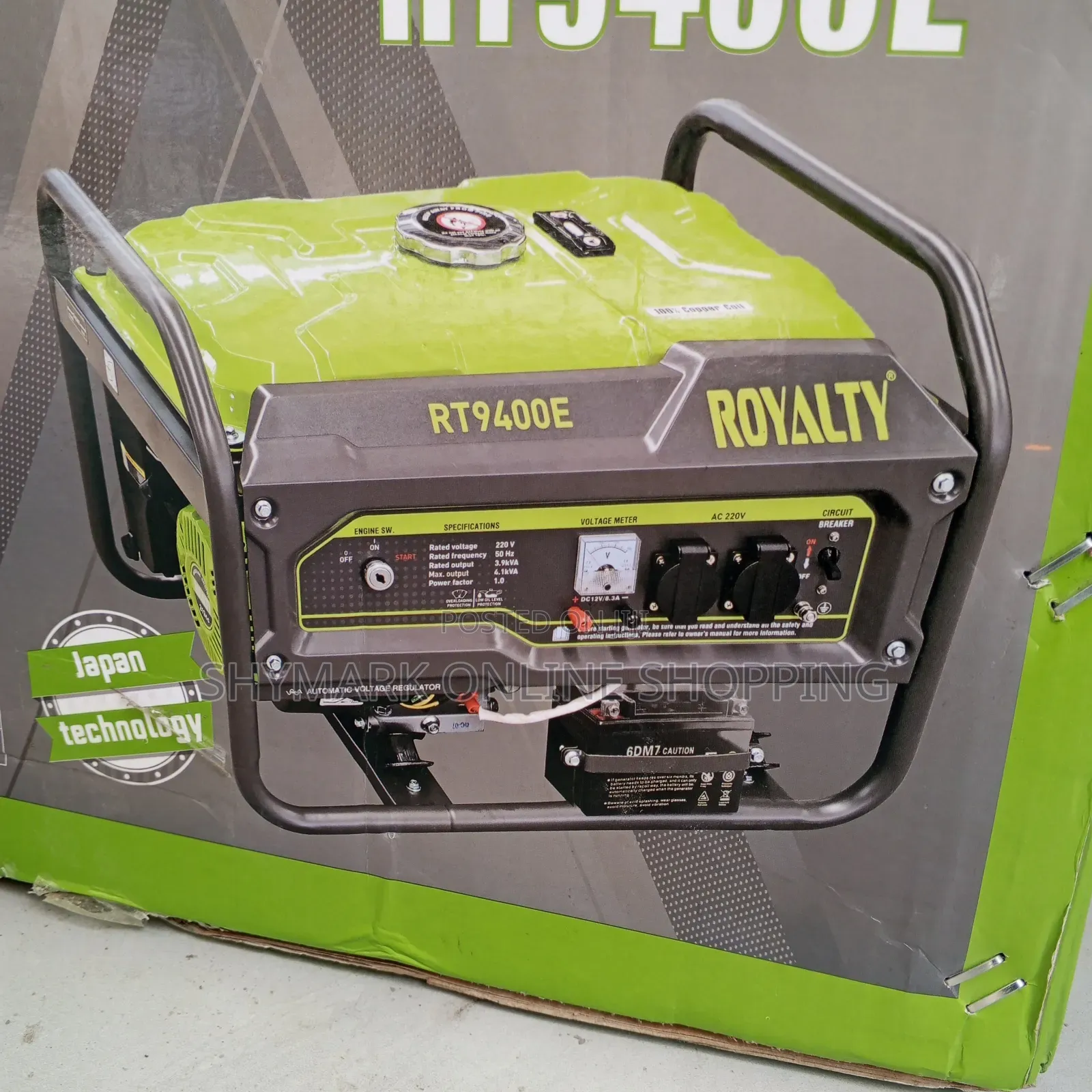 Royalty RT9400E Portable Gasoline Generator 3.9KVA