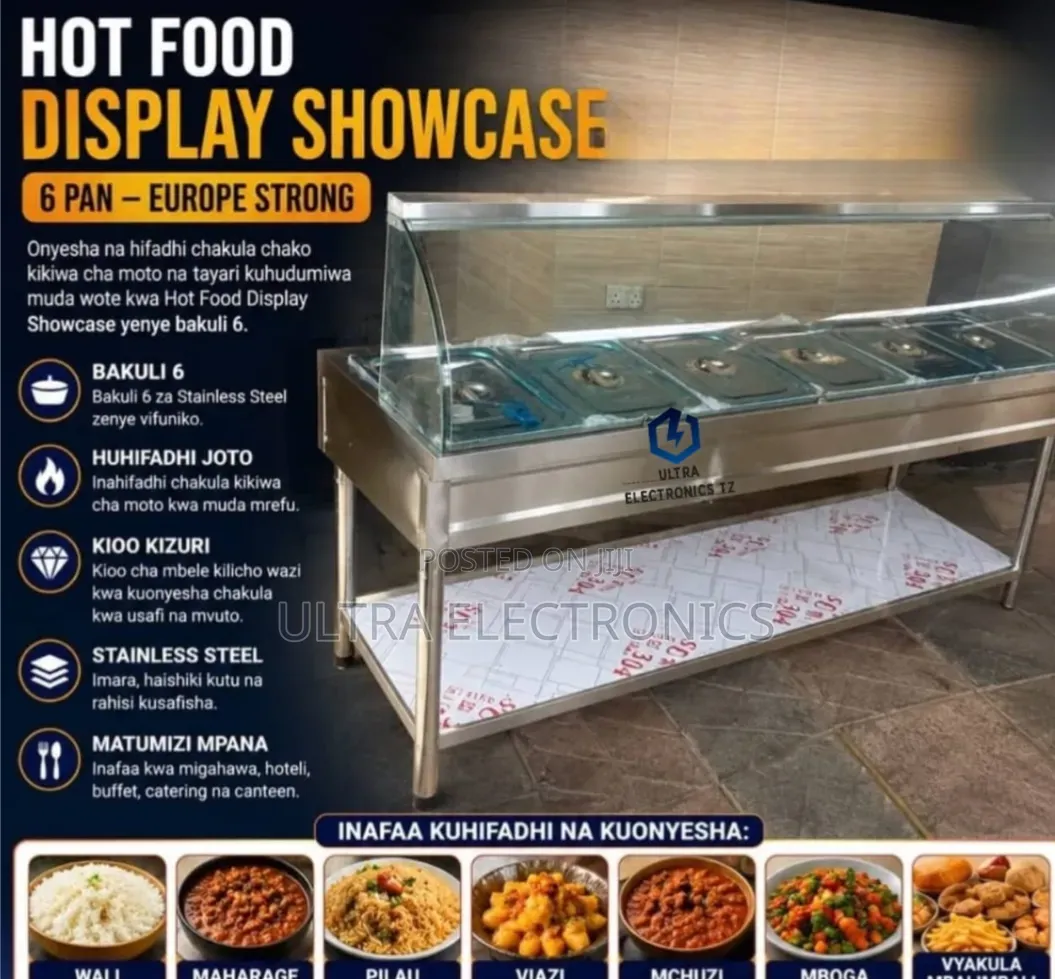 Commercial Gas Hot Food Display Showcase Bain Marie 6 Bowl Pan