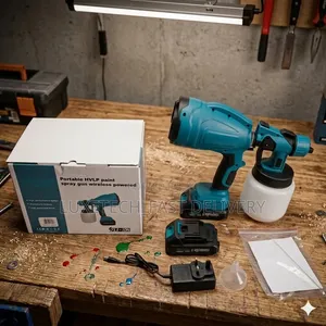 Portable Cordless HVLP Spray Gun Kit 48V – 2 Batteries, Charger