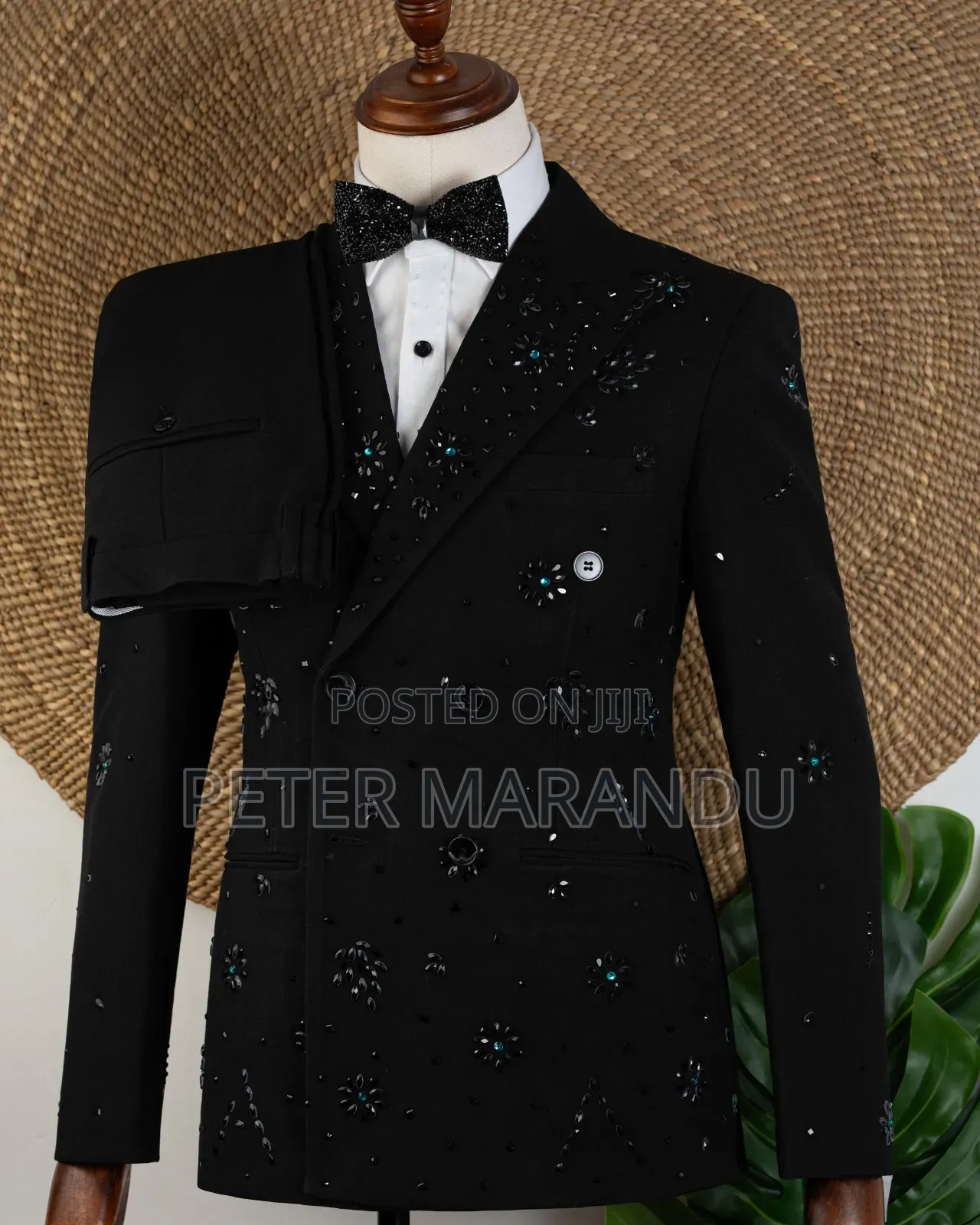 Tuxedo Ya Nakshi (Black Crystal Embellished