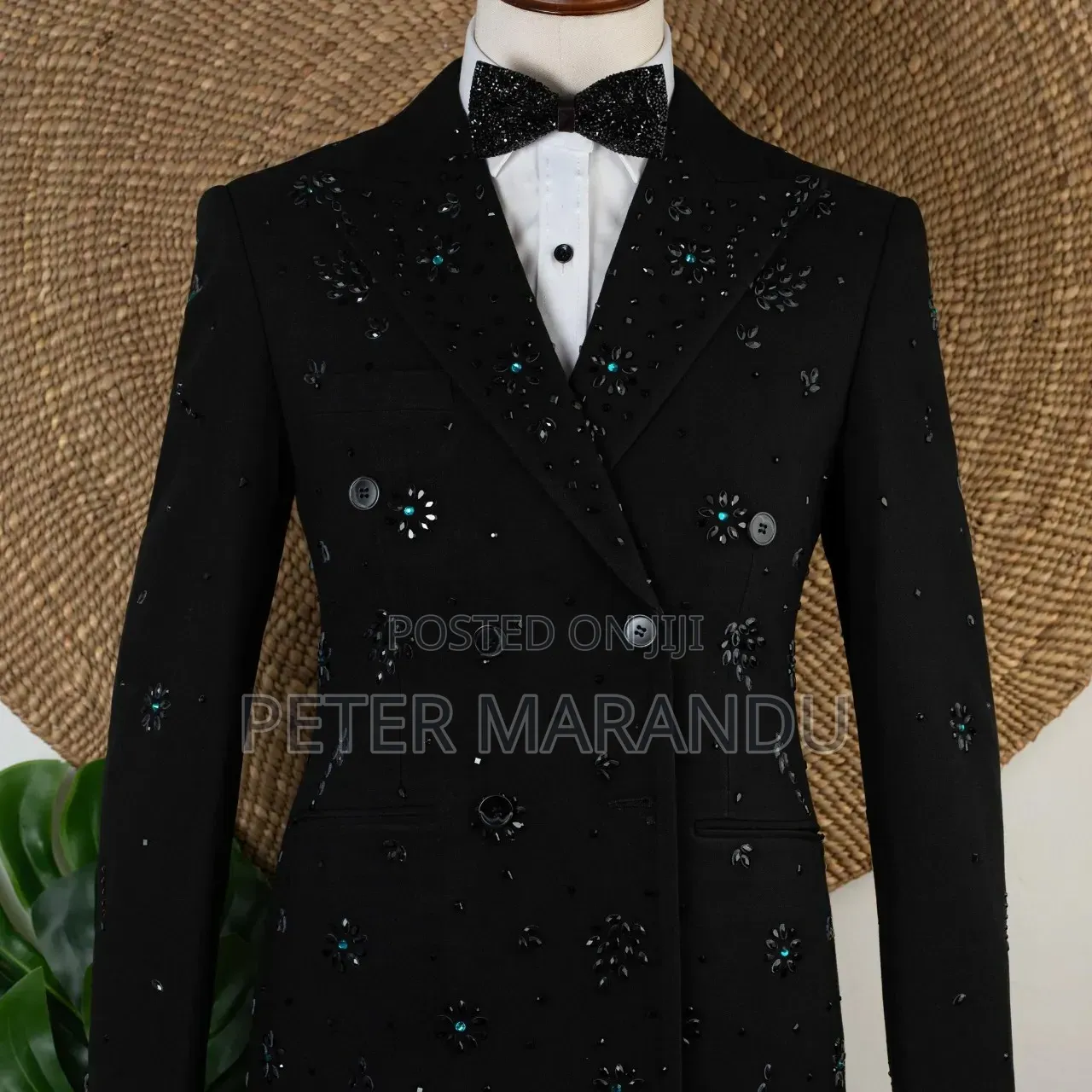 Tuxedo Ya Nakshi (Black Crystal Embellished