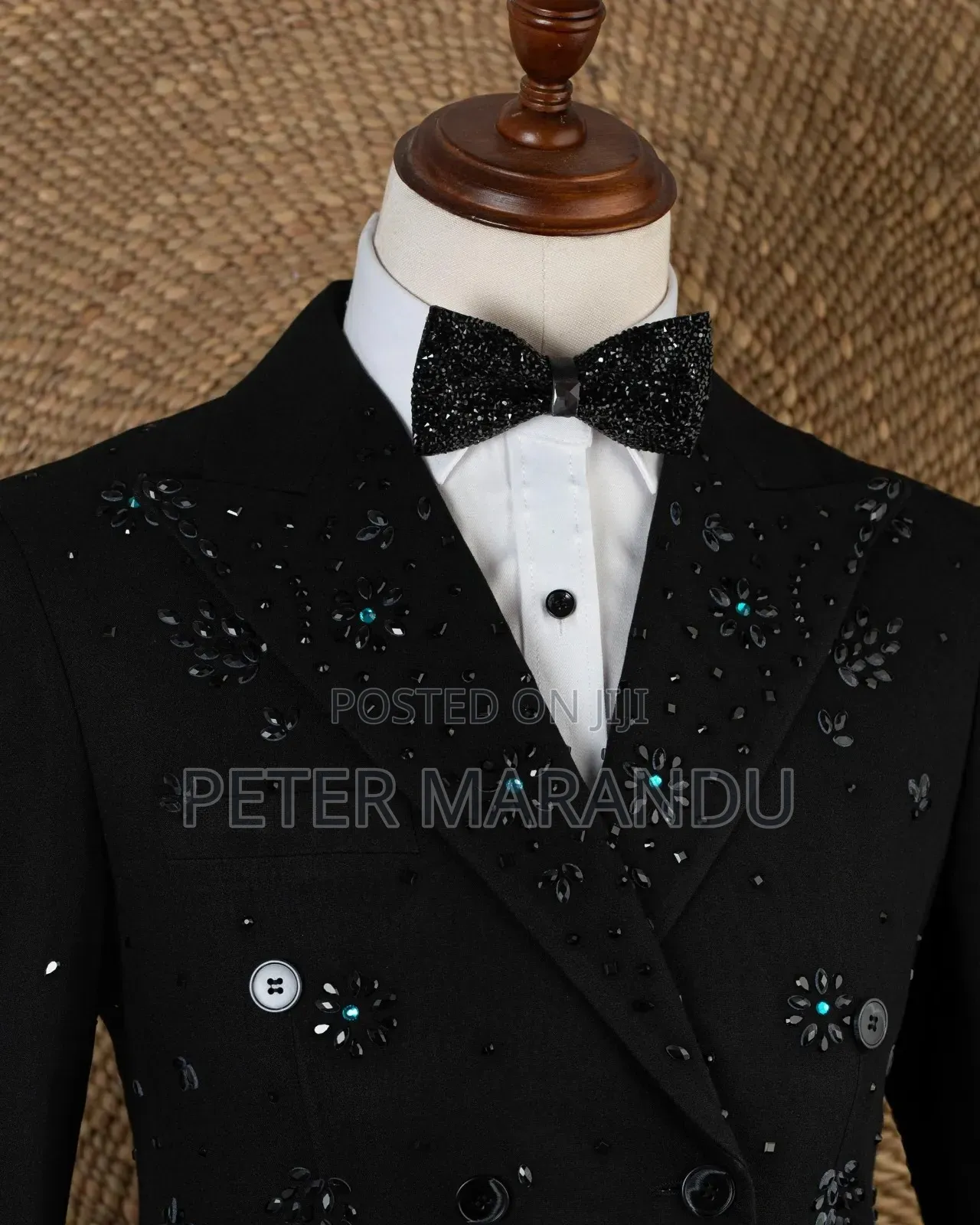 Tuxedo Ya Nakshi (Black Crystal Embellished