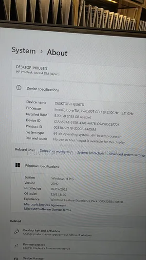 Desktop Computer HP ProDesk 400 G4 8GB Intel Core i5 SSD 256GB
