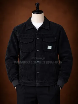 Black Corduroy Jacket With Flap Pockets