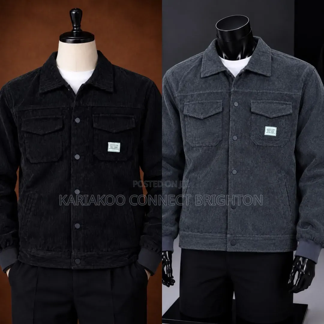 Black Corduroy Jacket With Flap Pockets