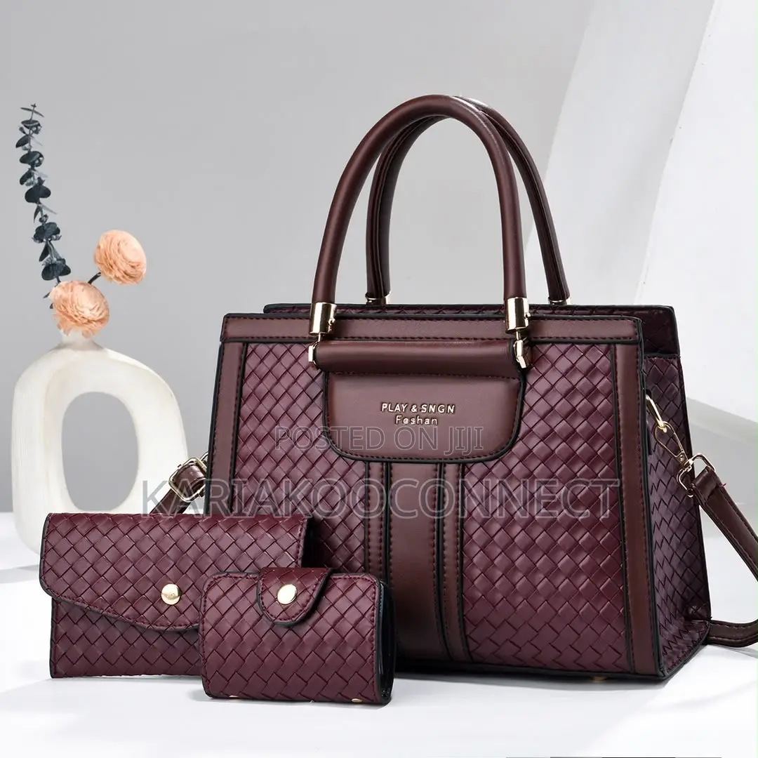 3-in-1 Woven Textured Handbag Set
