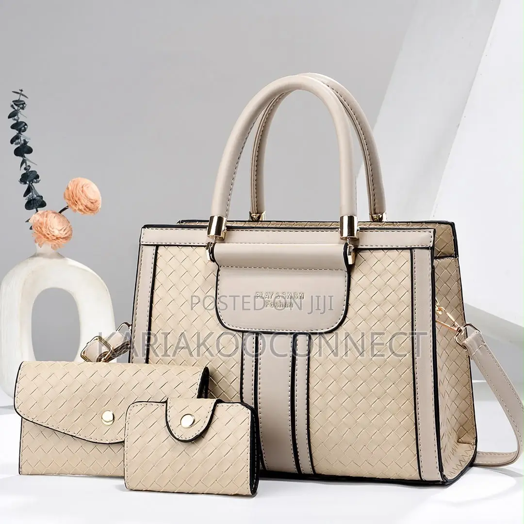 3-in-1 Woven Textured Handbag Set