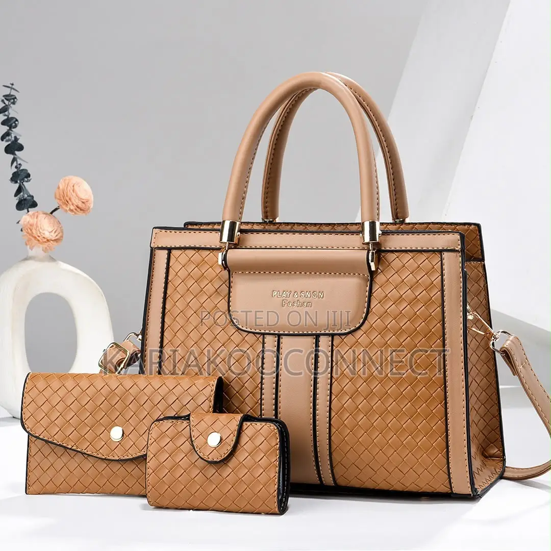 3-in-1 Woven Textured Handbag Set