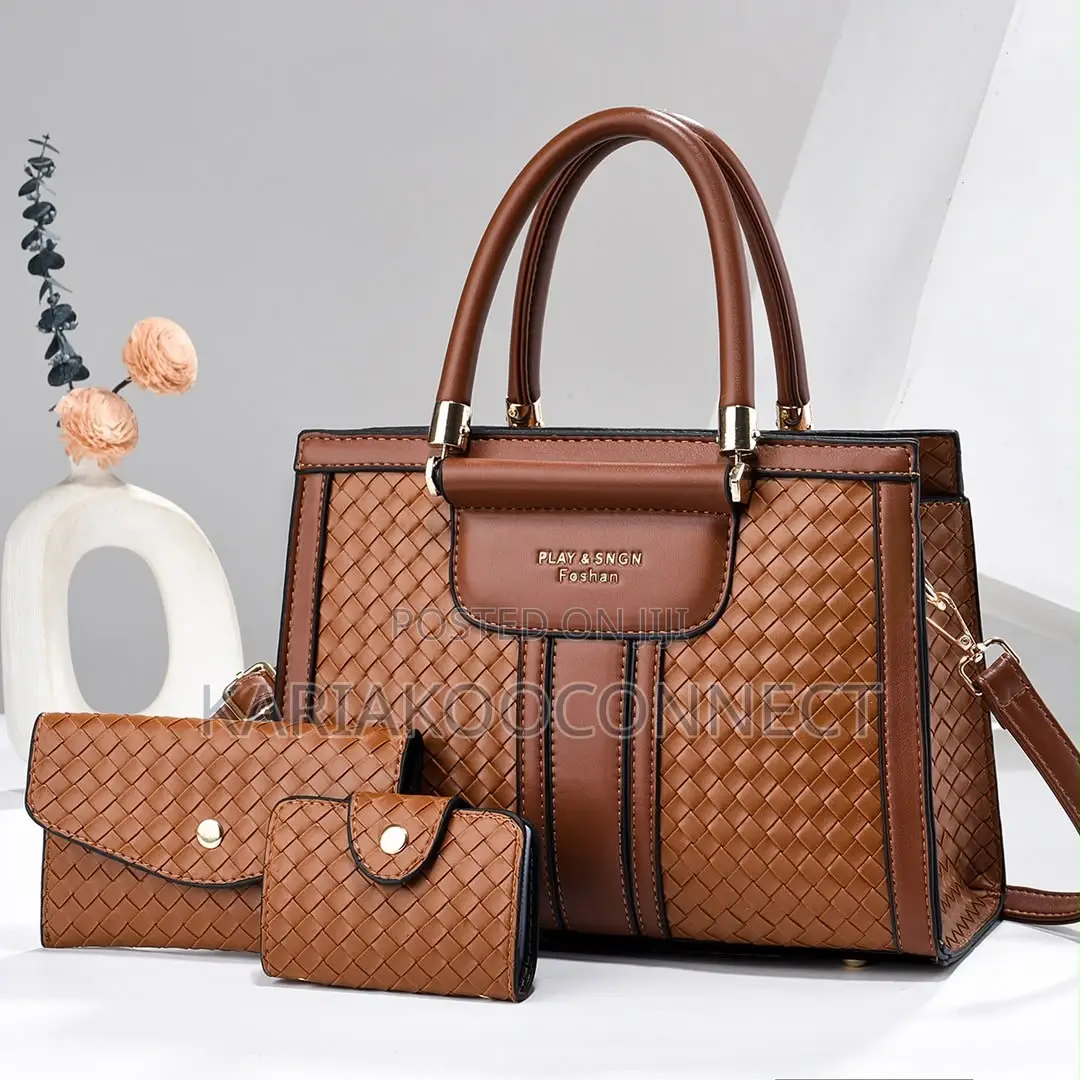 3-in-1 Woven Textured Handbag Set