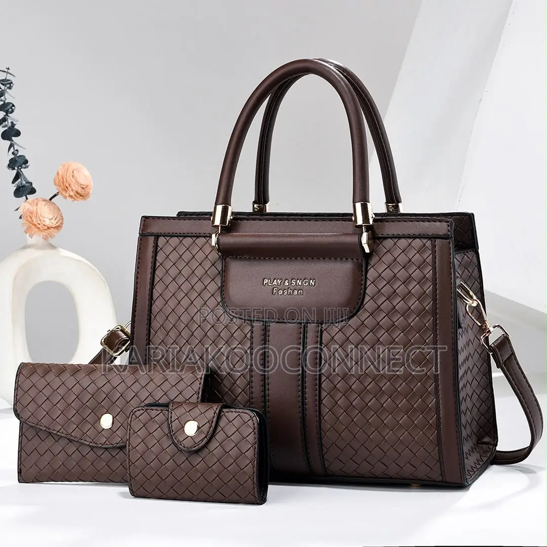 3-in-1 Woven Textured Handbag Set