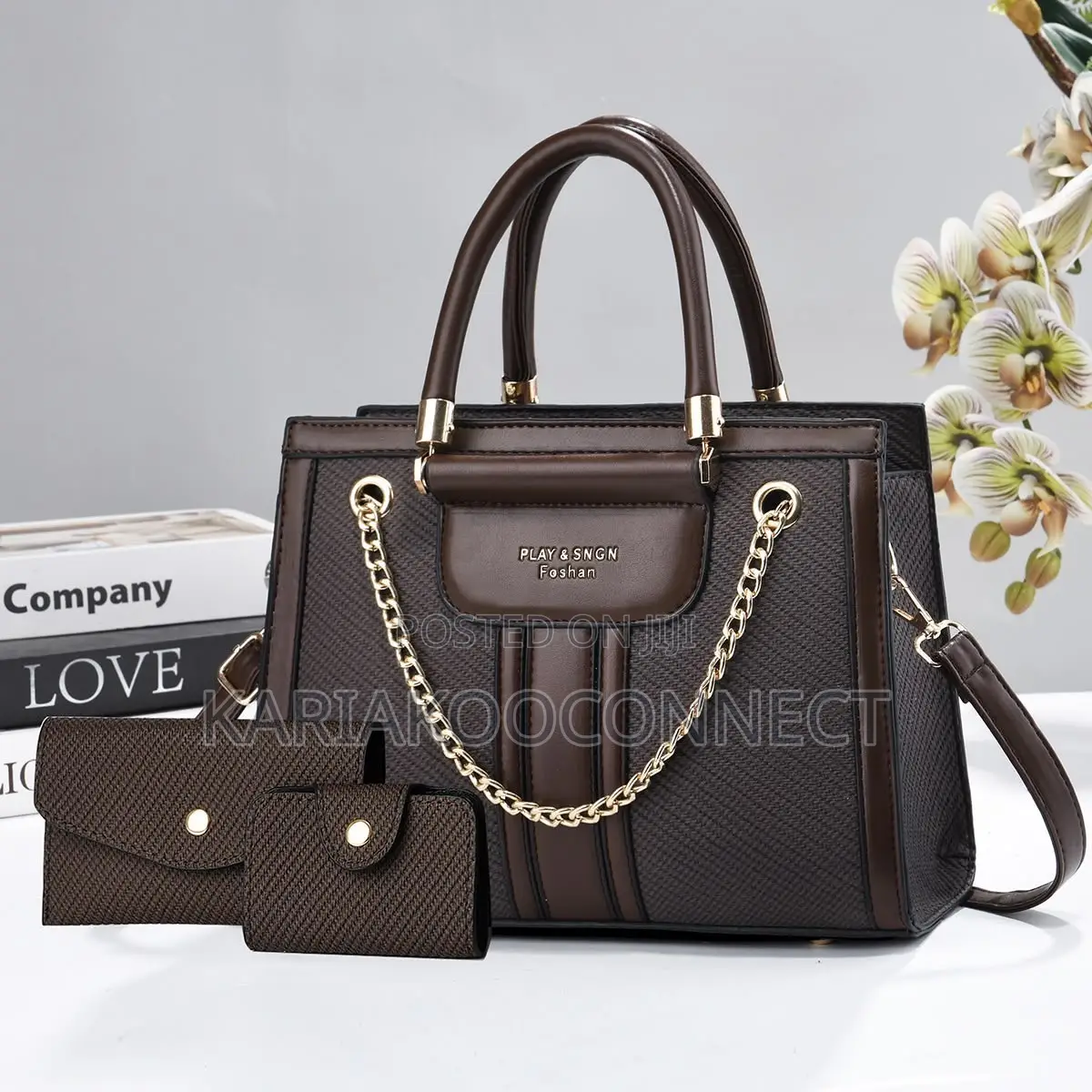 3-in-1 Chain-Detail Handbag Set