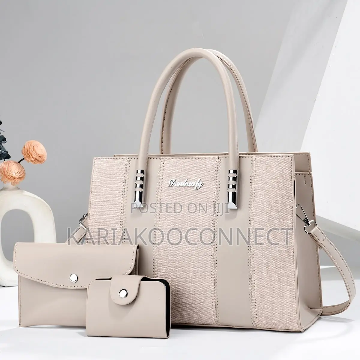 Linen-Texture Handbag Set