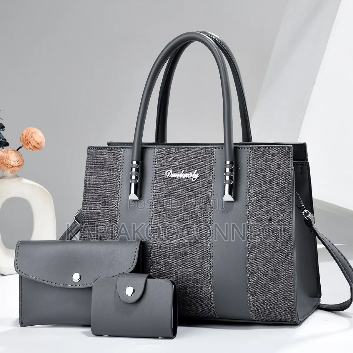 Linen-Texture Handbag Set