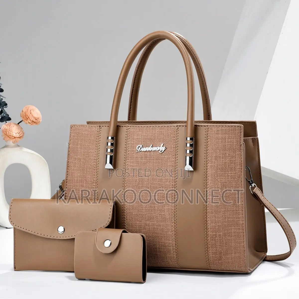 Linen-Texture Handbag Set