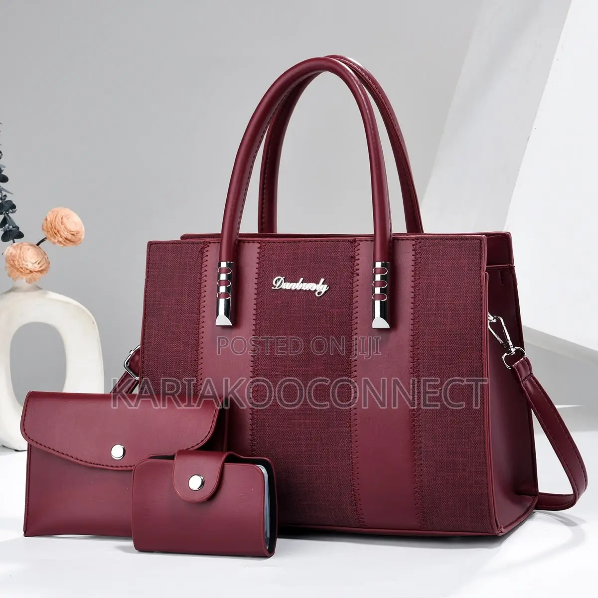 Linen-Texture Handbag Set