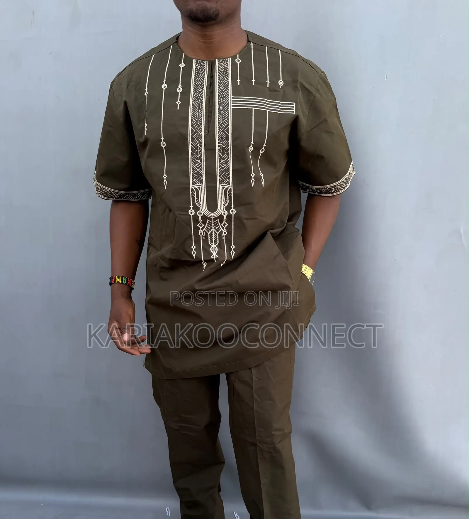 Men's Embroidered 2-Piece Set