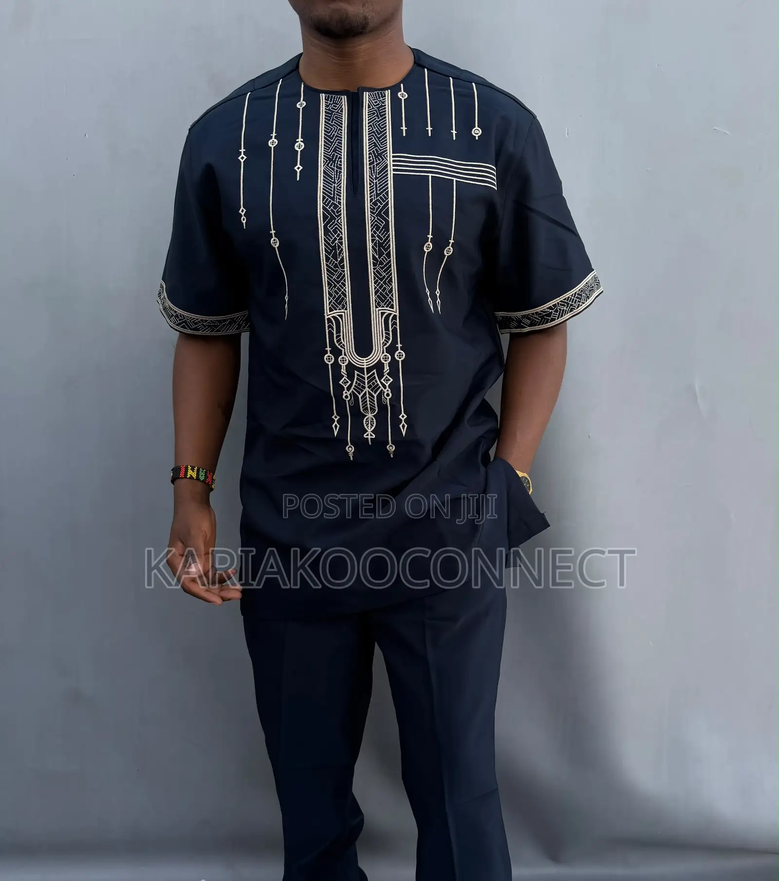 Men's Embroidered 2-Piece Set