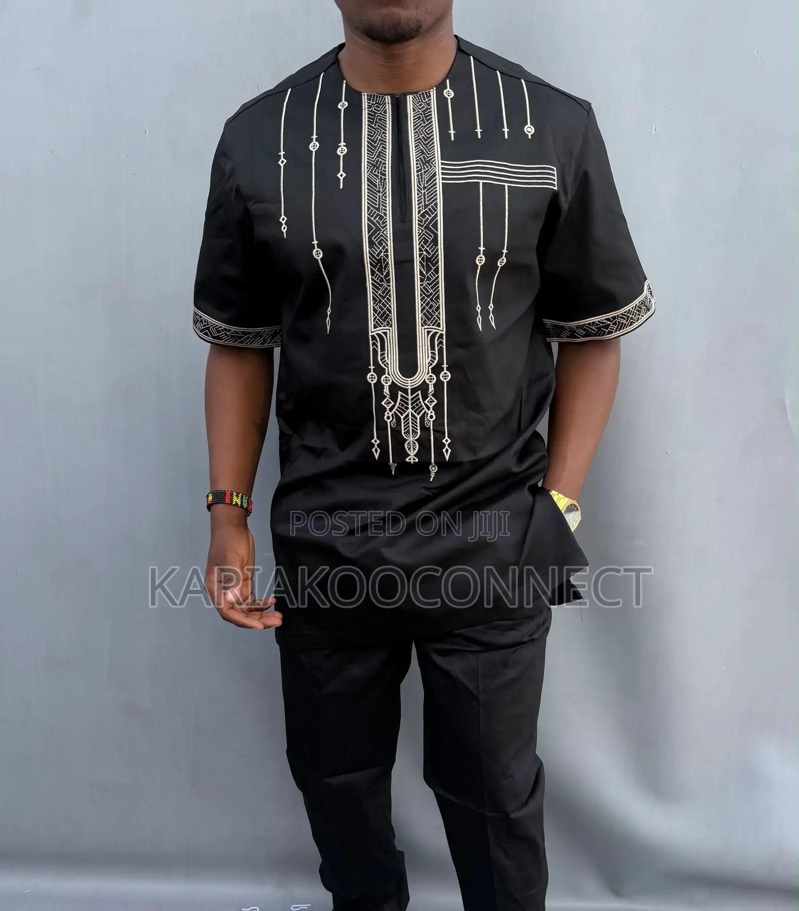 Men's Embroidered 2-Piece Set