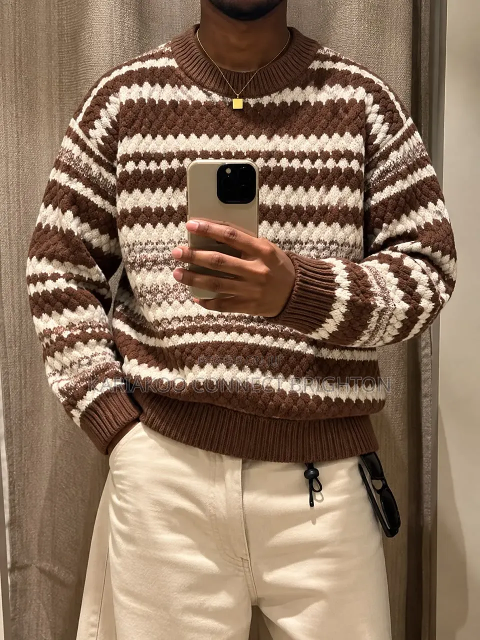Grey Forest Deer Patterned Crewneck Sweater