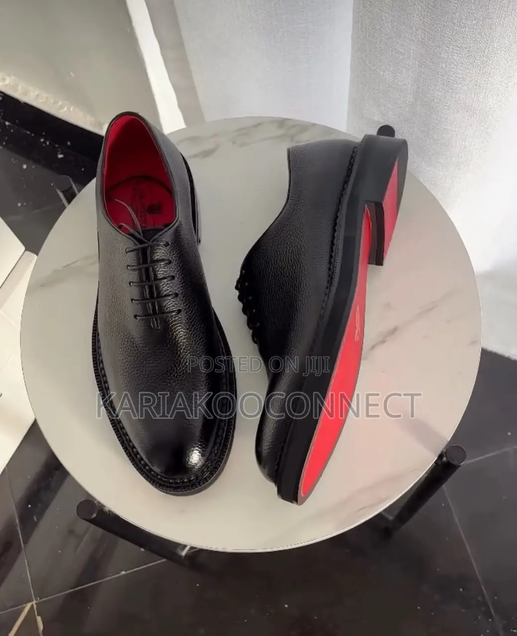 Men's Classic Oxford Shoes – Black Leather With Red Sole