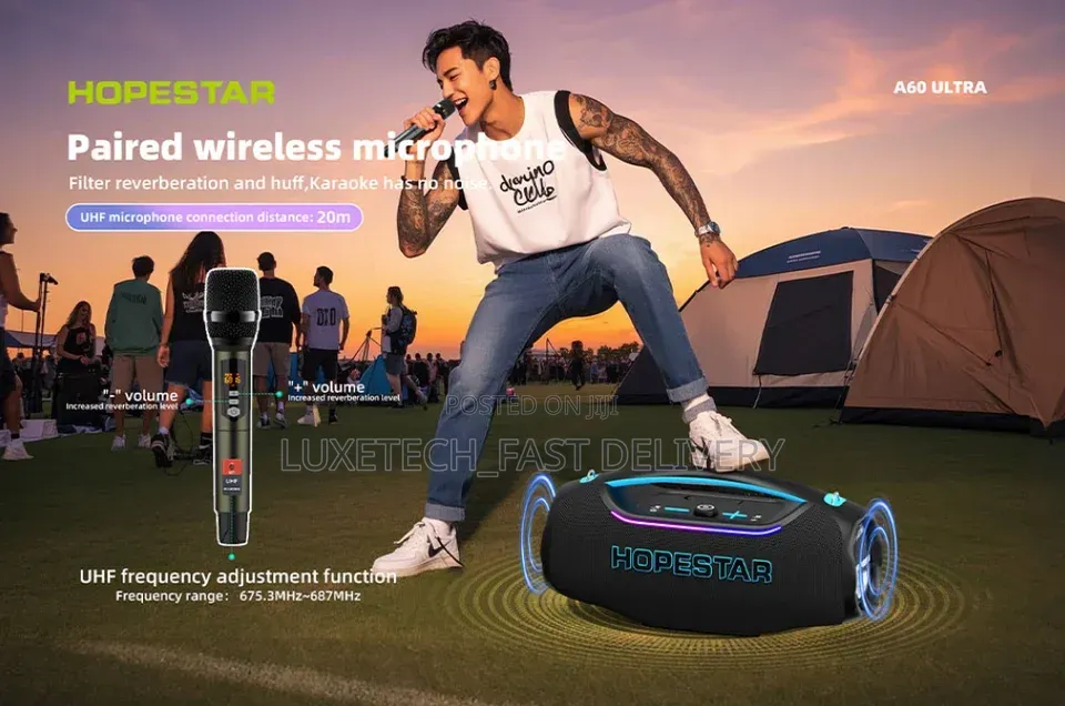 Hopestar A60 Ultra 450W Bluetooth Party Speaker – RGB Lights + 1 Mic