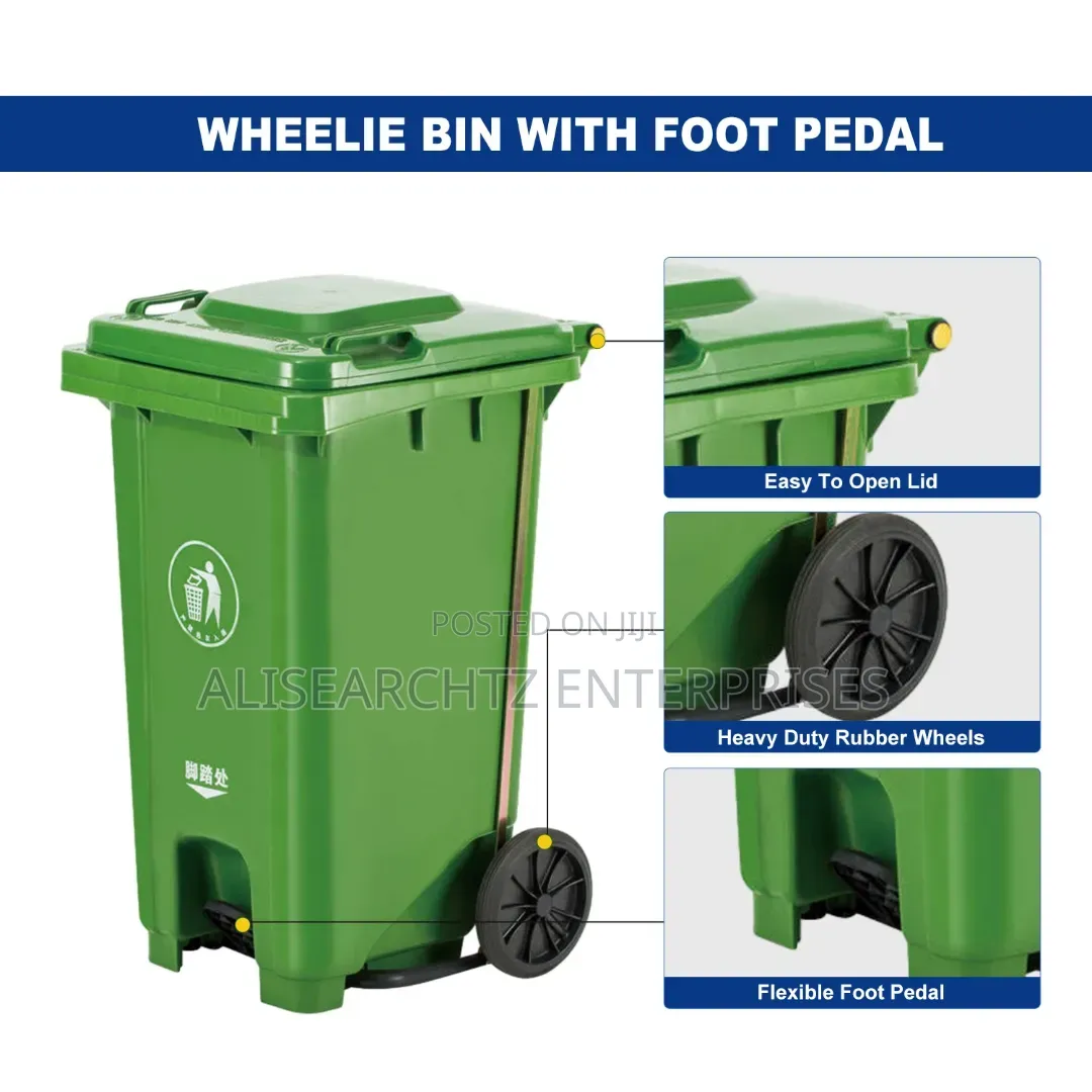 240Ltr Dustbin 2 Wheel Metal Padel