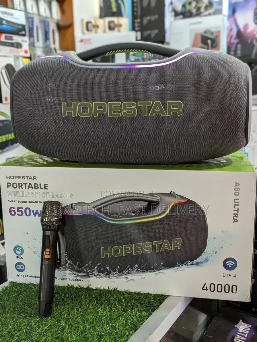 Hopestar A80 Ultra 650W Bluetooth Party Speaker –RGB Lights With 1 Mic