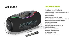 Hopestar A80 Ultra 650W Bluetooth Party Speaker –RGB Lights With 1 Mic