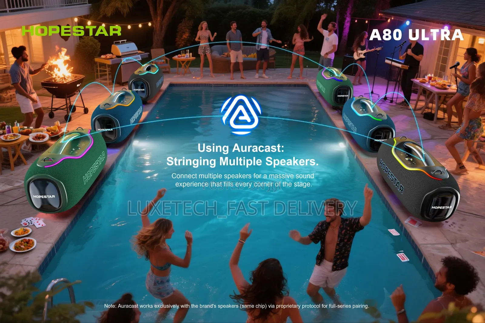 Hopestar A80 Ultra 650W Bluetooth Party Speaker –RGB Lights With 1 Mic