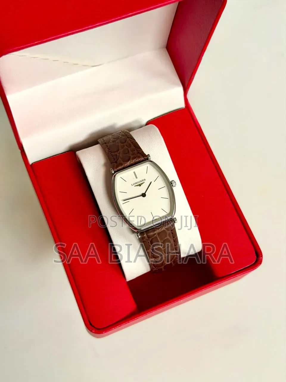 Longines Classic Watch Brown Leather Strap White Dial Face