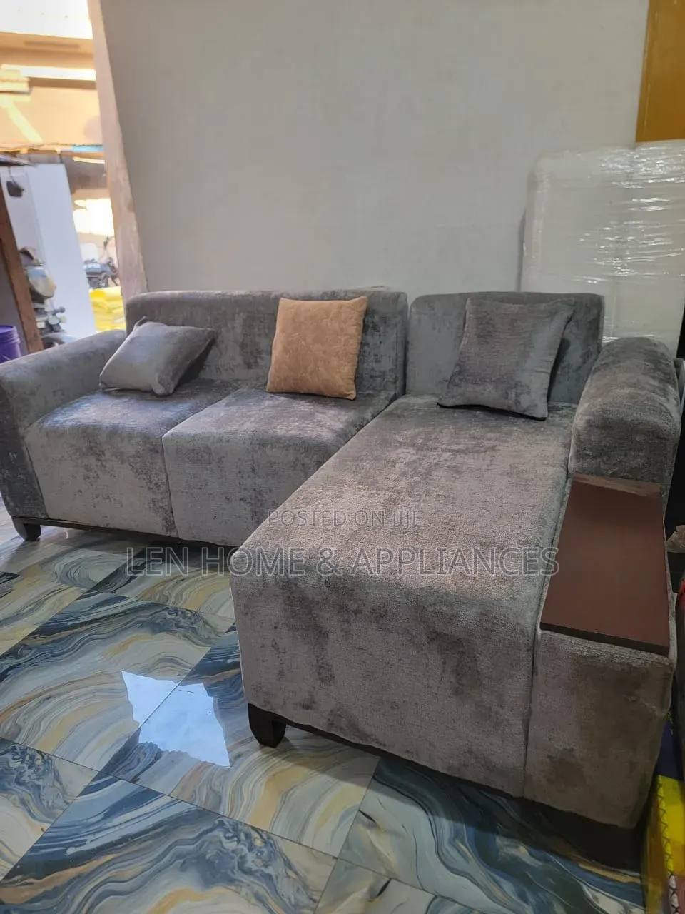 Sofa L Shape Luxury Have Fiber and Spring