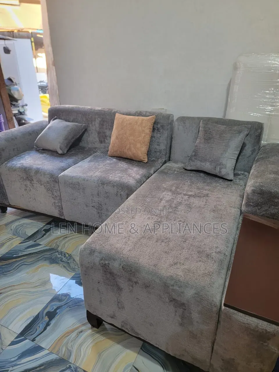 Sofa L Shape Luxury Have Fiber and Spring