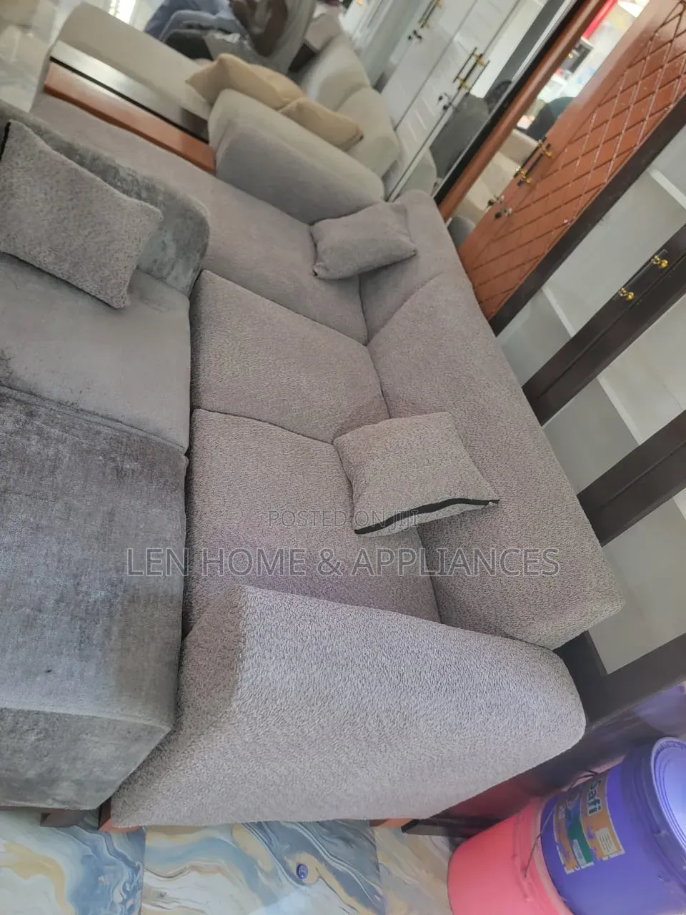 Sofa L Shape Luxury Have Fiber and Spring