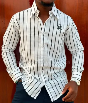 White and Black Striped Long-Sleeve Official Shirt
